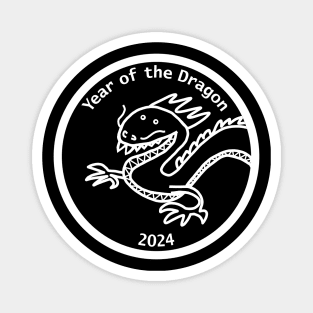 Year of the Dragon 2024 Portrait White Line Magnet